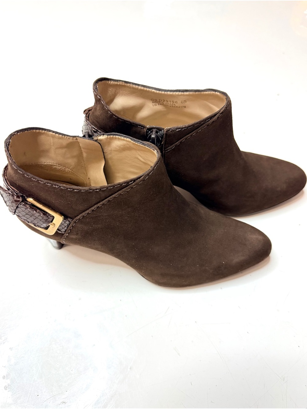 Cole Haan 6B dark Brown Suede Ankle Boot Bootie Heel Women Career Comfort New